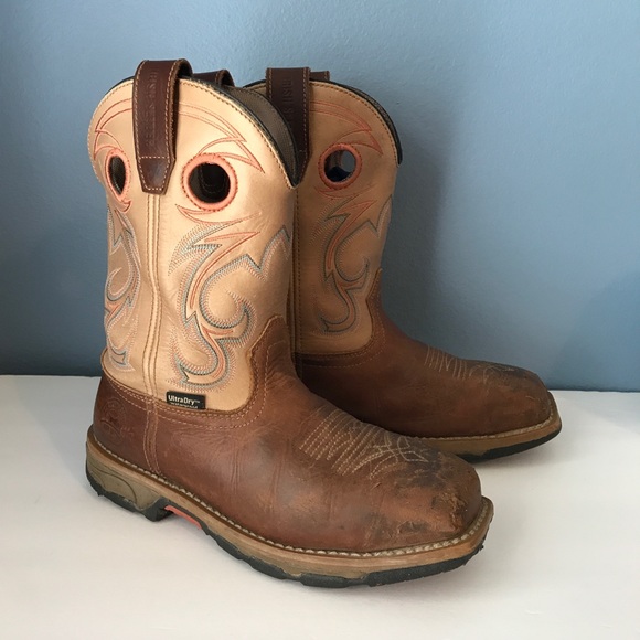 Irish Setter Work Womens Marshall 9 Pull On Work Boot Brown//Teal Accent 6 D US